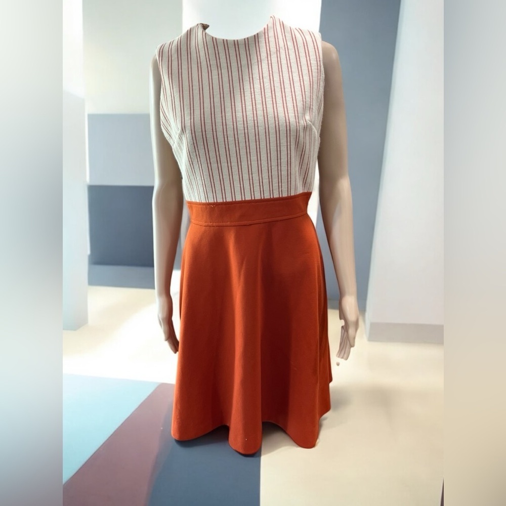Fit n flare mod burnt orange knit summer vintage  dress-M/L